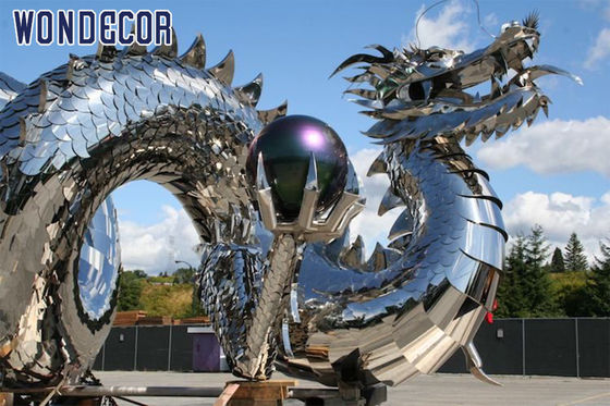 Customized Large Stainless Steel Dragon Sculpture Outdoor Metal Decoration