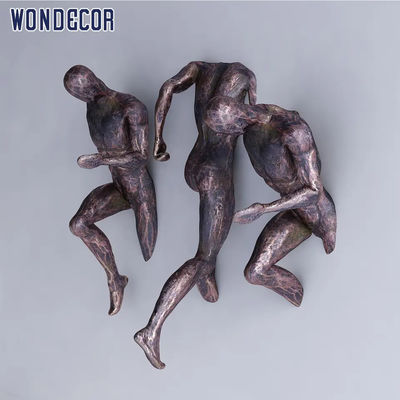 Running Man Metal Wall Art Sculpture 3D Bronze Wall Sculpture