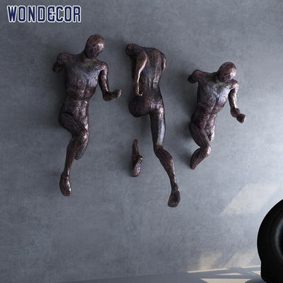 Running Man Metal Wall Art Sculpture 3D Bronze Wall Sculpture