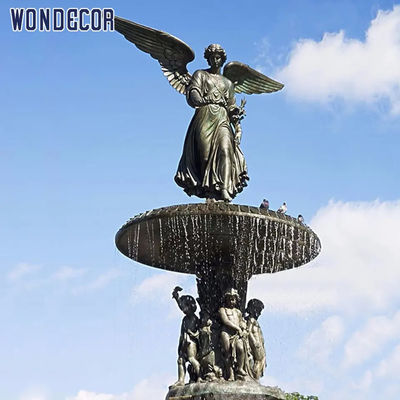 Dark Green Water Fountain Sculpture Lady Angel Bronze Fountain Statues