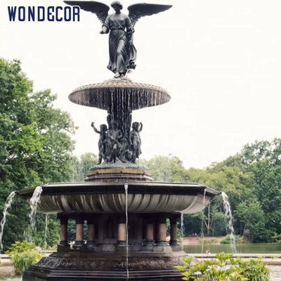 Dark Green Water Fountain Sculpture Lady Angel Bronze Fountain Statues