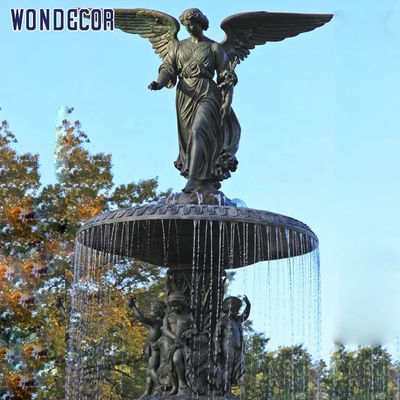 Dark Green Water Fountain Sculpture Lady Angel Bronze Fountain Statues