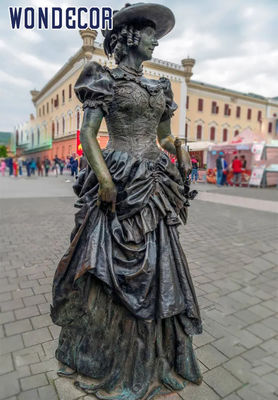 Dark Yellow Bronze Statues Sculpture Lady Bronze Statue Garden Decoration