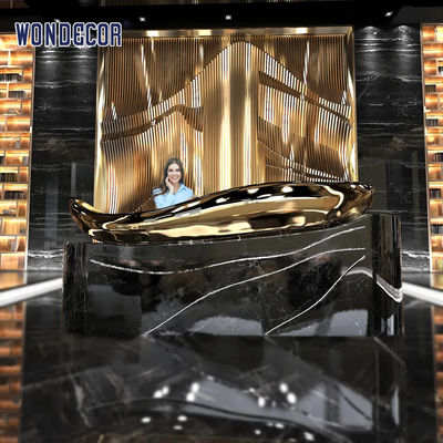 135cm Luxury Reception Desk Hotel Front Desk Large Fish Stainless Steel Sculpture