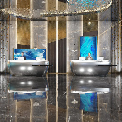 Office Counter Luxury Reception Desk 3D 2D Stainless Steel Reception Desk