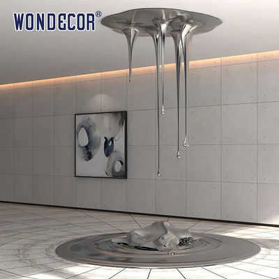 Silvery Stainless Steel Wall Sculpture Water Drop Sculpture 170cm