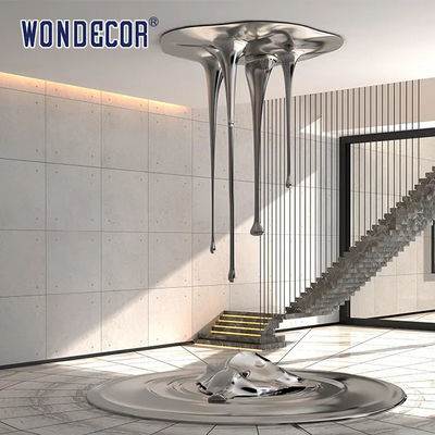 Silvery Stainless Steel Wall Sculpture Water Drop Sculpture 170cm