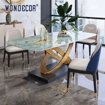 125cm Luxury Furniture Art Marble Countertop Table Mirror Abstract Spiral Ring Base