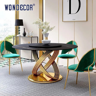 125cm Luxury Furniture Art Marble Countertop Table Mirror Abstract Spiral Ring Base