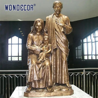 Customized outdoor decoration, life-size family bronze statues of parents and children