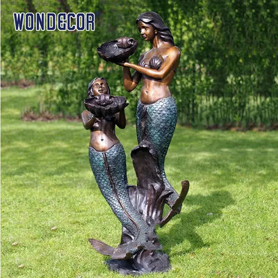 Custom Life size in unique brass mermaid statue for garden decoration