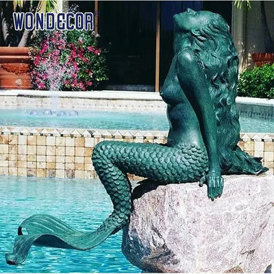 Custom Outdoor Decoration Famous Life Size Bronze Mermaid Dolphins Statue
