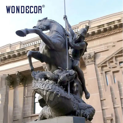 Custom Casting Bronze Statue St George Slew Dragon Sculpture For Garden Decoration