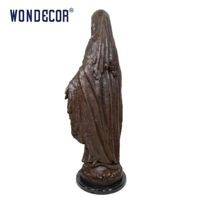 Customized outdoor decoration, life-size Virgin Mary marble pedestal bronze statue
