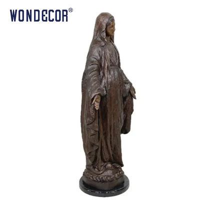 Customized outdoor decoration, life-size Virgin Mary marble pedestal bronze statue