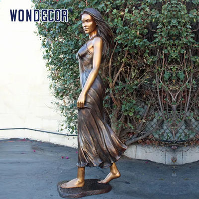 Customized garden decoration, life-size elegant and beautiful female bronze statue