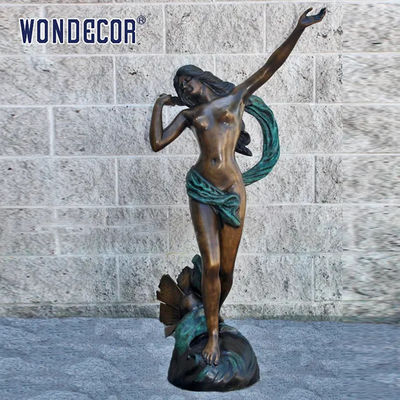 Customized garden decoration, life-size metal brass statue of a beautiful woman