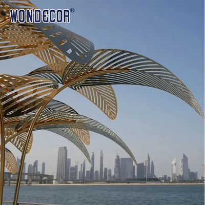 Rose Gold Forged Metal Sculpture 220cm Coconut Tree Sculpture