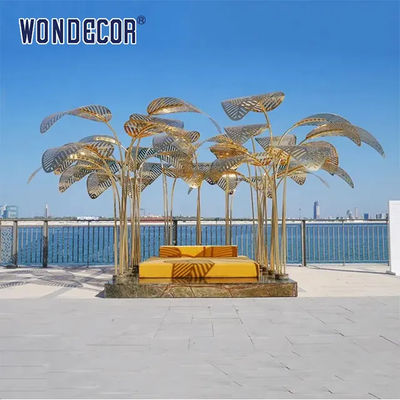 Rose Gold Forged Metal Sculpture 220cm Coconut Tree Sculpture