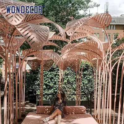 Rose Gold Forged Metal Sculpture 220cm Coconut Tree Sculpture