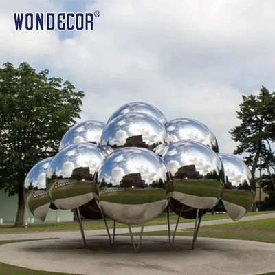 Mirror Stainless Steel Cloud Metal Garden Statue Custom Design