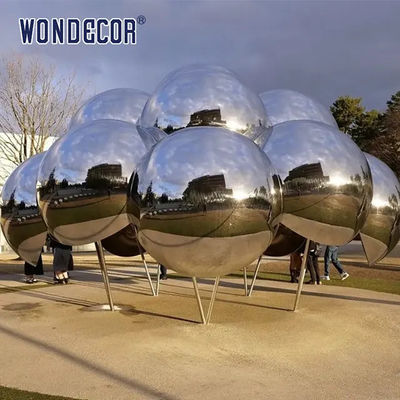 Mirror Stainless Steel Cloud Metal Garden Statue Custom Design