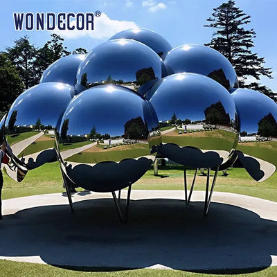 Mirror Stainless Steel Cloud Metal Garden Statue Custom Design