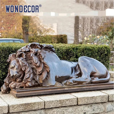 Square Decoration Custom Bronze Sculpture brass Life Size Lion Sculpture