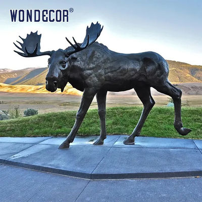 Garden Art Crafts Custom Bronze Sculpture Moose Shape For Parks Decoration