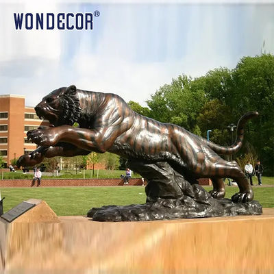 Life Size Hand Made Bronze Tiger Sculpture  School Decoration