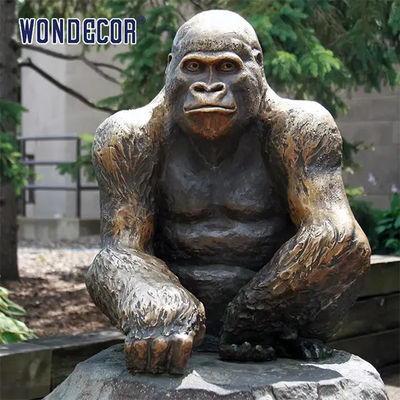 Dark Blue Custom Bronze Sculpture Metal Casting Outdoor Gorilla Statue