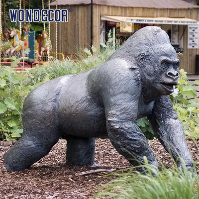 Dark Blue Custom Bronze Sculpture Metal Casting Outdoor Gorilla Statue