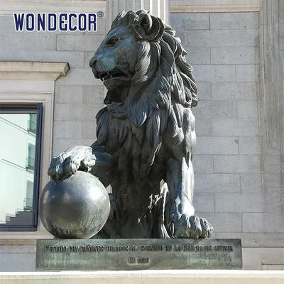 Animal Art Large Bronze Lion Statue Life Size Metal Casting And Polishing