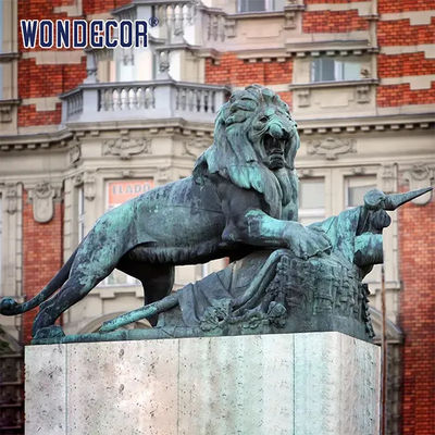 Animal Art Large Bronze Lion Statue Life Size Metal Casting And Polishing