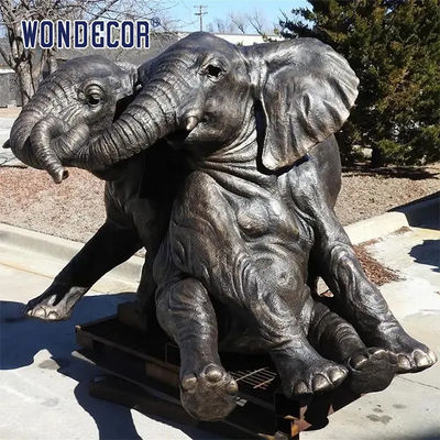 Zoo Decorated Custom Bronze Sculpture With Lovely Elephant 180cm
