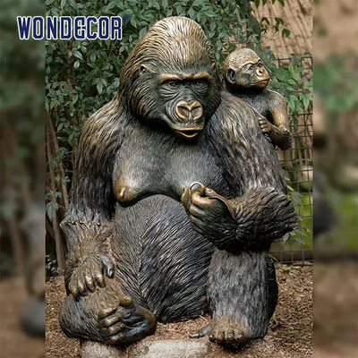Brass Casting Life Size Gorilla Garden Statue 190cm Big Size