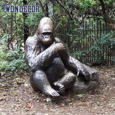 Brass Casting Life Size Gorilla Garden Statue 190cm Big Size
