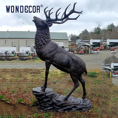 Park decor beautiful wild animal artwork cast bronze elk sculpture