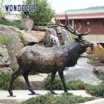 Park decor beautiful wild animal artwork cast bronze elk sculpture