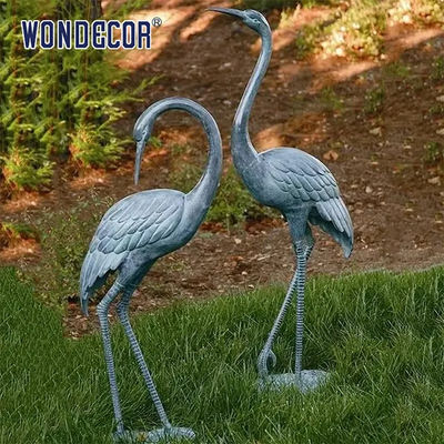 Life size outdoor garden metal bird Red-crowned crane Bronze sculpture