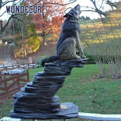Wild forest outdoor garden decor weather resist metal casting wolf sculpture