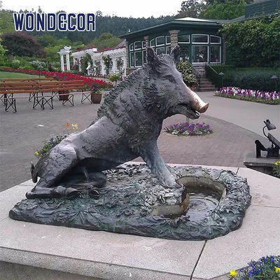 Life size casting antique bronze wild boar statue for outdoor decoration