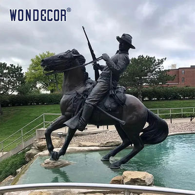 Large Memorial Design Outdoor Casting Bronze Cavalry Soldier Sculpture