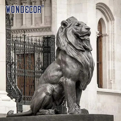 Outdoor Square Large Metal Animal Decoration Bronze Sitting Lion Statue