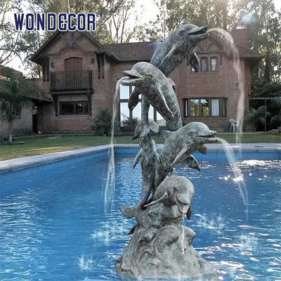 Customized Large Outdoor Metal Statue Swimming Pool Dolphin Bronze Statue