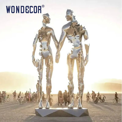 Realistic Size Casting Stainless Steel Sculpture Two People Holding Hands