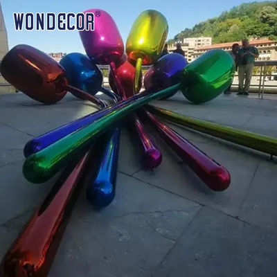 Modern Outdoor Abstract Flower Forged Metal Sculpture Stainless Steel