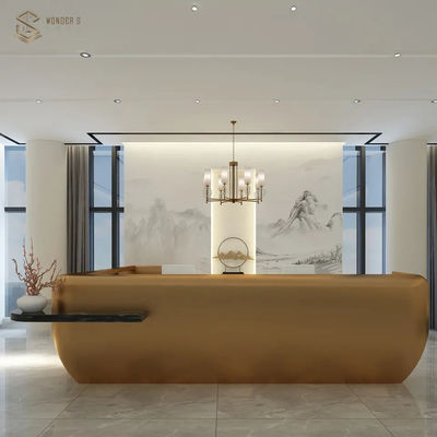 110cm Luxury Reception Desk Stainless Steel Gilded Rectangular for Waiting area