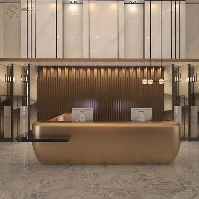110cm Luxury Reception Desk Stainless Steel Gilded Rectangular for Waiting area