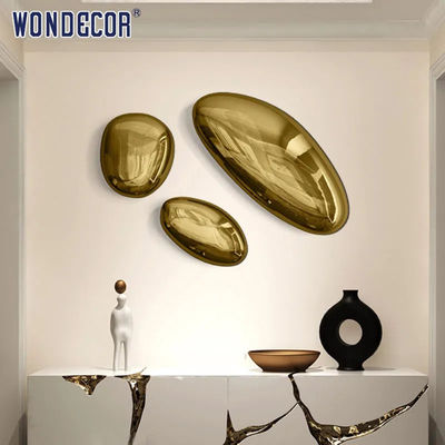 Abstract cobblestone hotel lobby stainless steel wall decoration sculpture